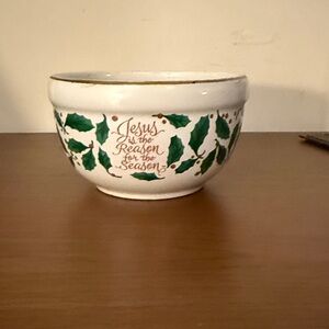 Vintage Dicksons Christmas Holly Candy Dish - Jesus is the Reason for the Season